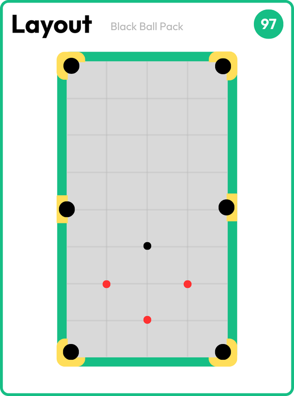 Layout card with four balls in an open diamond in the lower half including the black